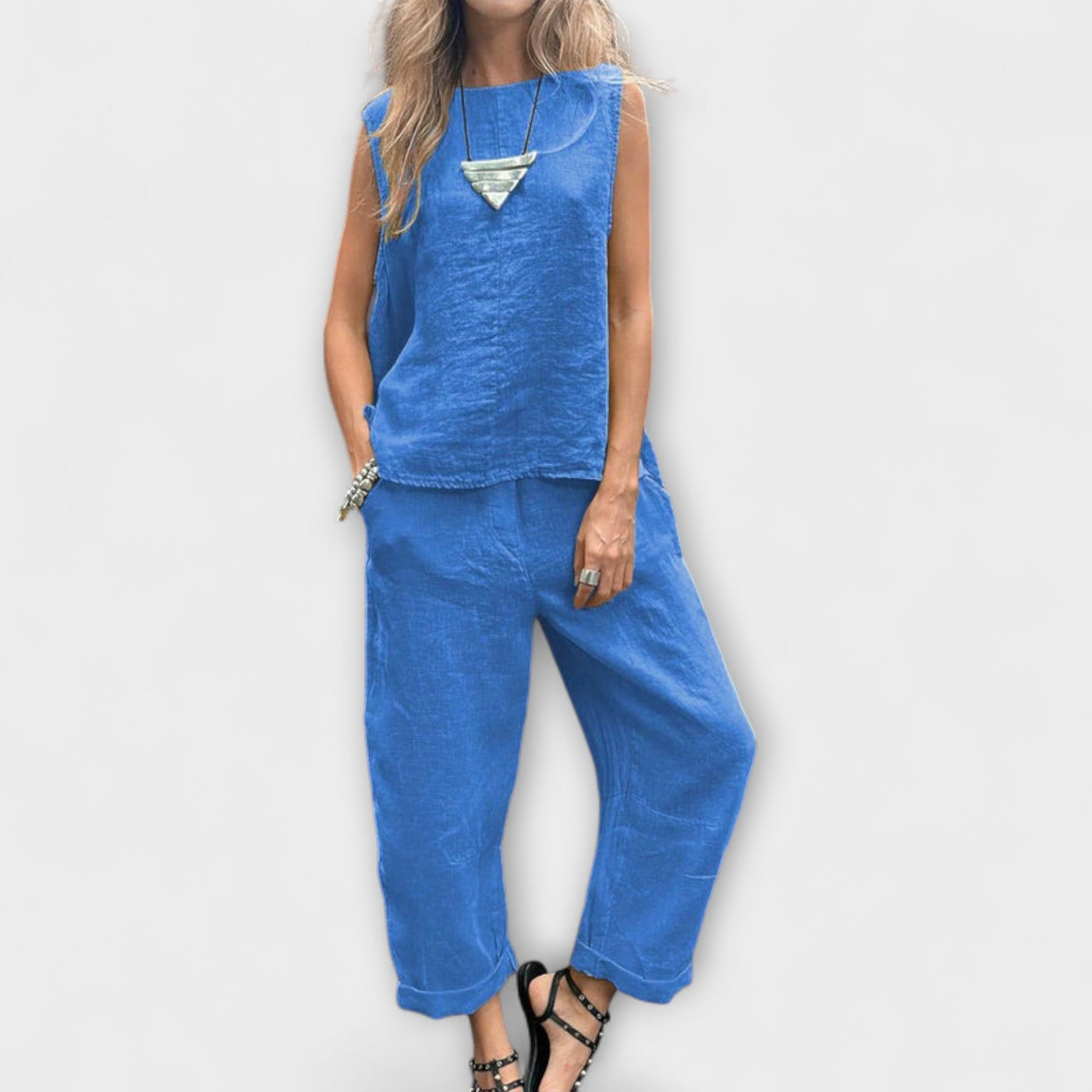 Jennifer - Uvoľnený outfit z bavlny a ľanu