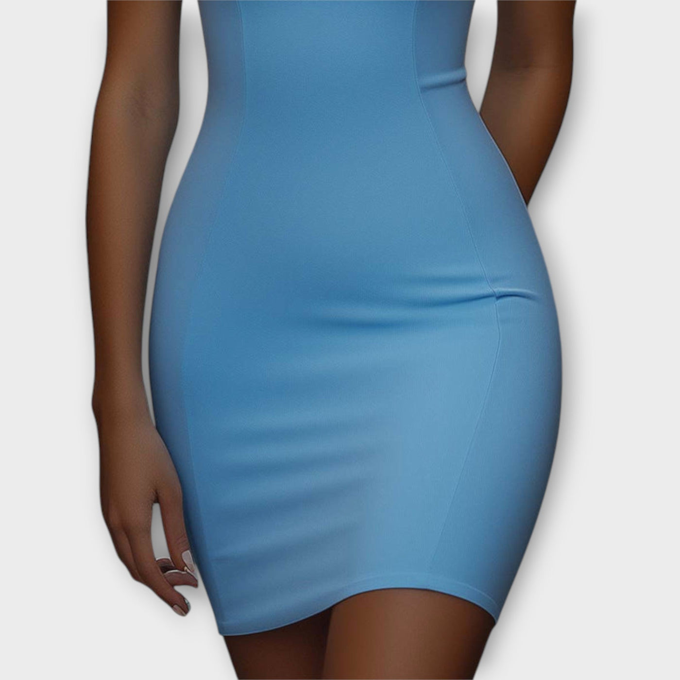 Maja - Modré Stretch Bodycon Mini Šaty