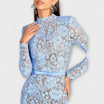 Freya - Elegantné midi šaty z kvetinovej čipky
