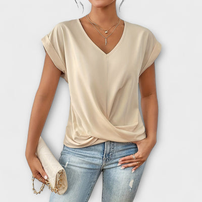Eloise - Top s V-výstrihom a detailom gombíka