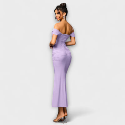 Ione - Šaty Bodycon s odhalenými ramenami a riasením