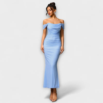 Ione - Šaty Bodycon s odhalenými ramenami a riasením