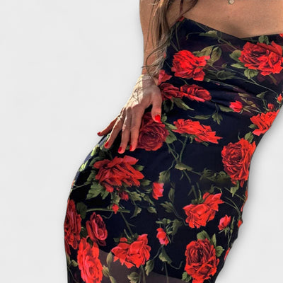 Šaty Bodycon s ramienkami a kvetinovým vzorom