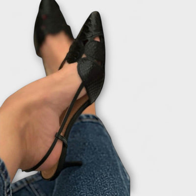 Melissa - Štruktúrované čierne slingback stiletto