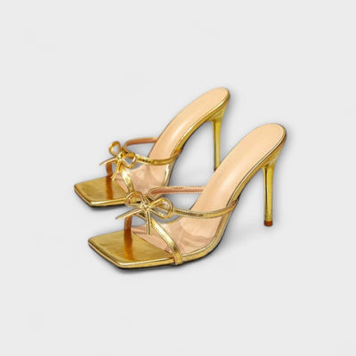 Megan - Metalické mašľové akcenty - Patchwork stiletto podpätky