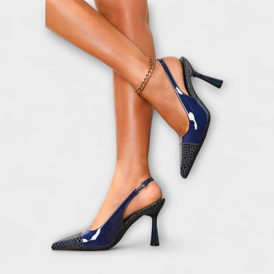 Georgia - Slingback-Stiletto-Podpätky s krokodílovou textúrou