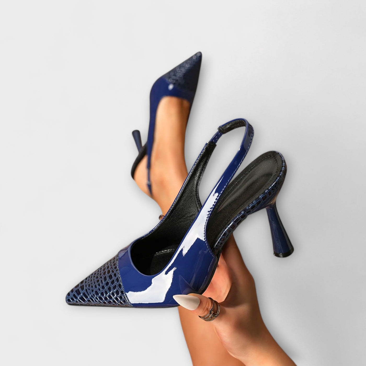 Georgia - Slingback-Stiletto-Podpätky s krokodílovou textúrou
