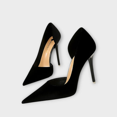 Bella - Zelené sametové stiletto podpätky