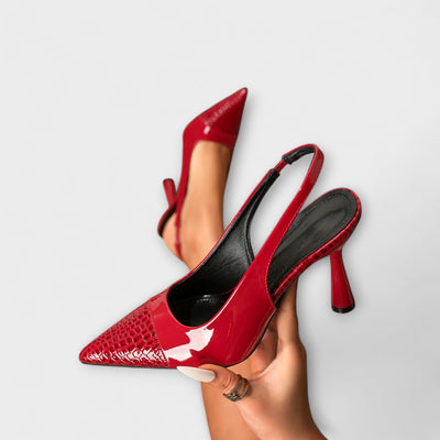 Georgia - Slingback-Stiletto-Podpätky s krokodílovou textúrou