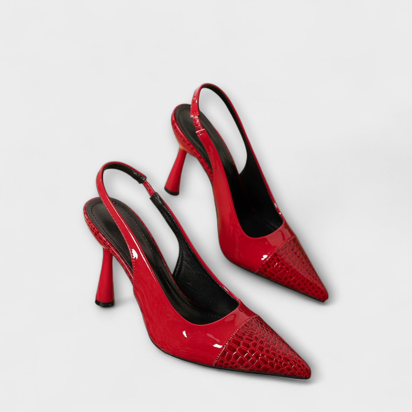 Georgia - Slingback-Stiletto-Podpätky s krokodílovou textúrou