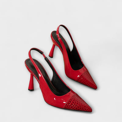 Georgia - Slingback-Stiletto-Podpätky s krokodílovou textúrou