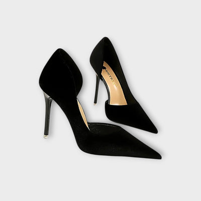 Bella - Zelené sametové stiletto podpätky