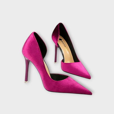 Bella - Zelené sametové stiletto podpätky