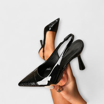 Georgia - Slingback-Stiletto-Podpätky s krokodílovou textúrou