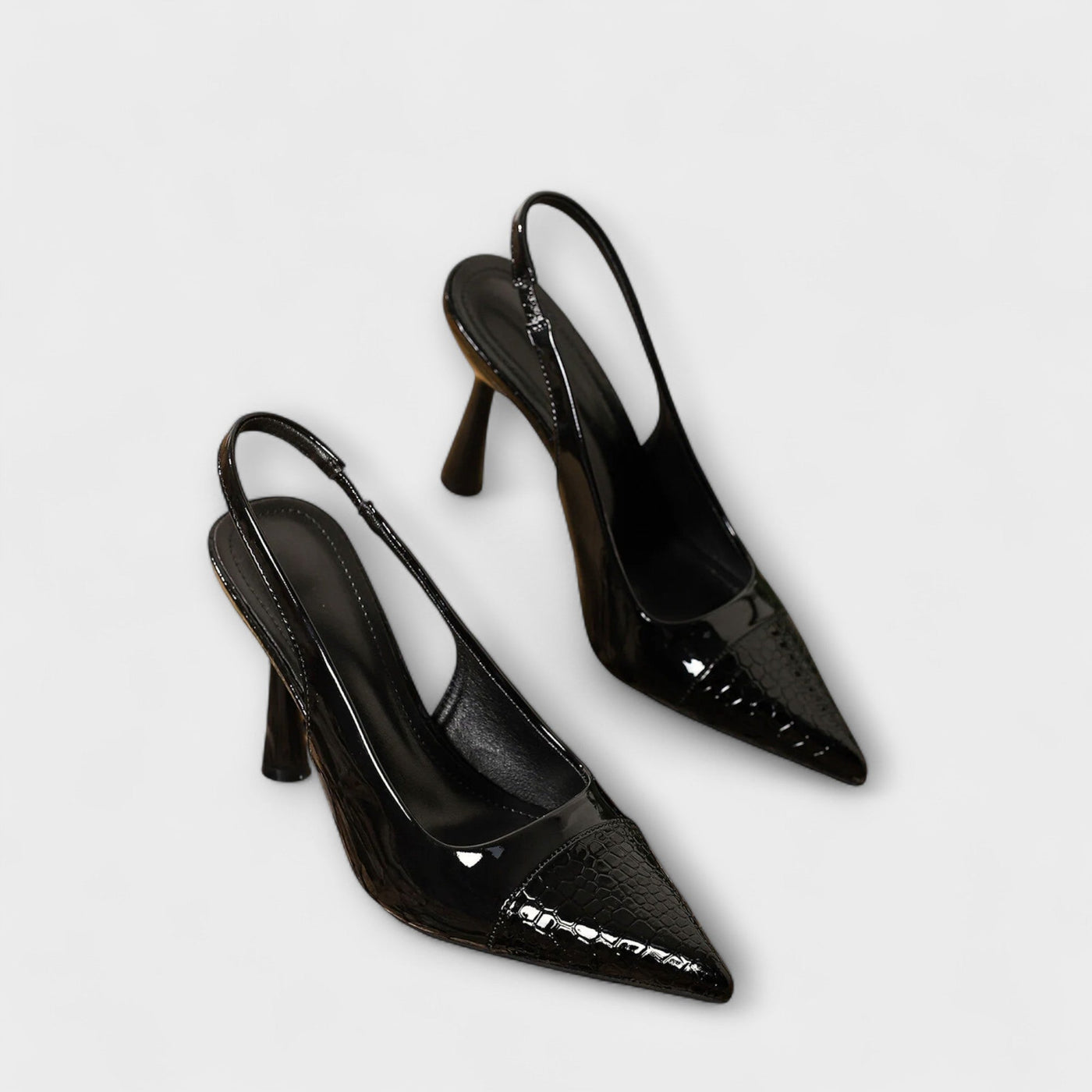 Georgia - Slingback-Stiletto-Podpätky s krokodílovou textúrou