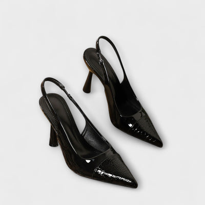 Georgia - Slingback-Stiletto-Podpätky s krokodílovou textúrou