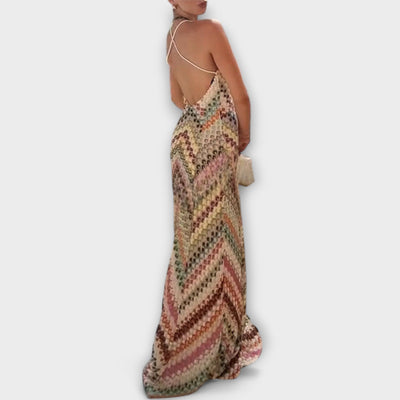 Remi - Missoni Pestrý vzor rybej kosti Maxikabát