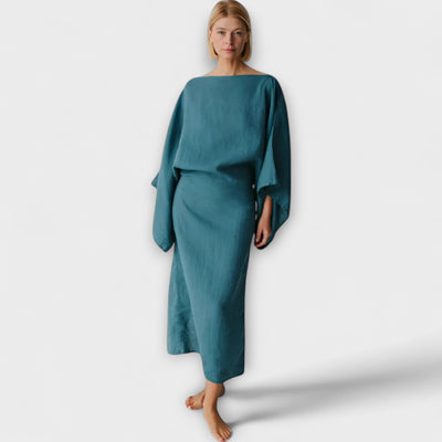 Dana - Kimono šaty z ľanu a bavlny